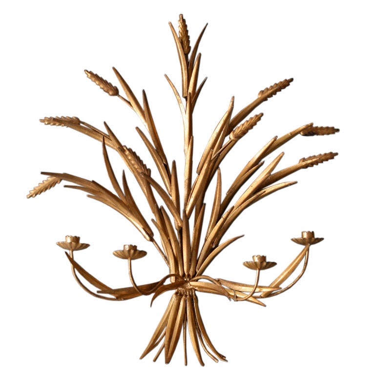 Gilt Tole Wheat Sconce