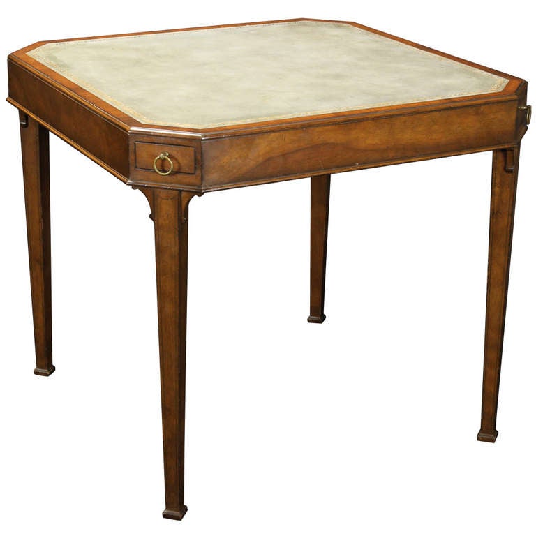 Regency Style Leather Top Games Table