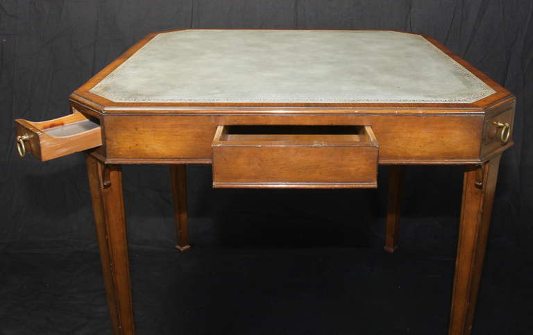 Mid-20th Century Regency Style Leather Top Games Table