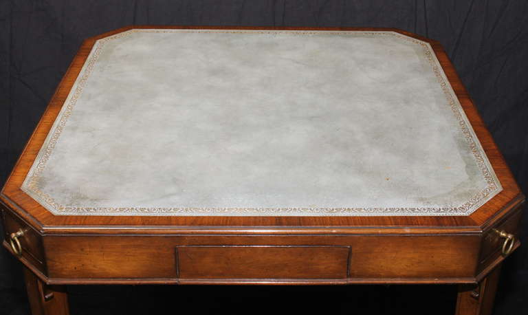 Wood Regency Style Leather Top Games Table