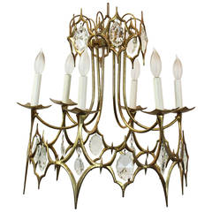 Italian Brass and Crystal Chandelier