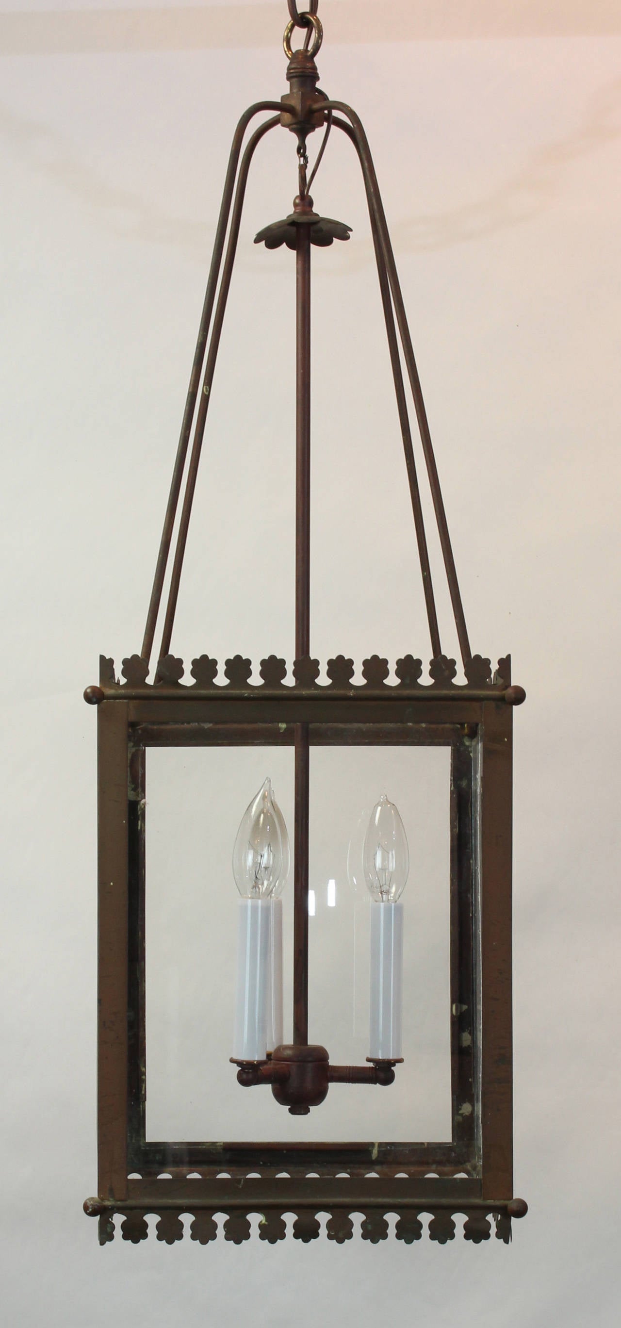 An English Gothic style copper lantern dating from the 1940s.