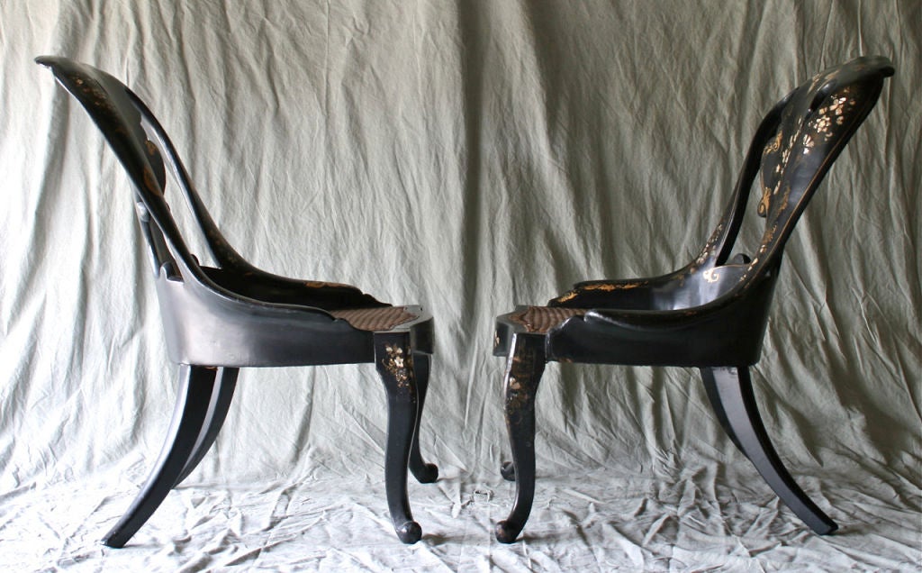 Pair of Papier Mache Chairs In Excellent Condition In Kilmarnock, VA