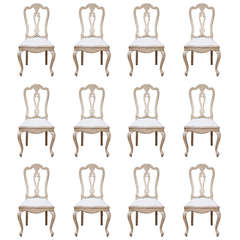 Set of Twelve Swedish Baroque Style Dining Chairs