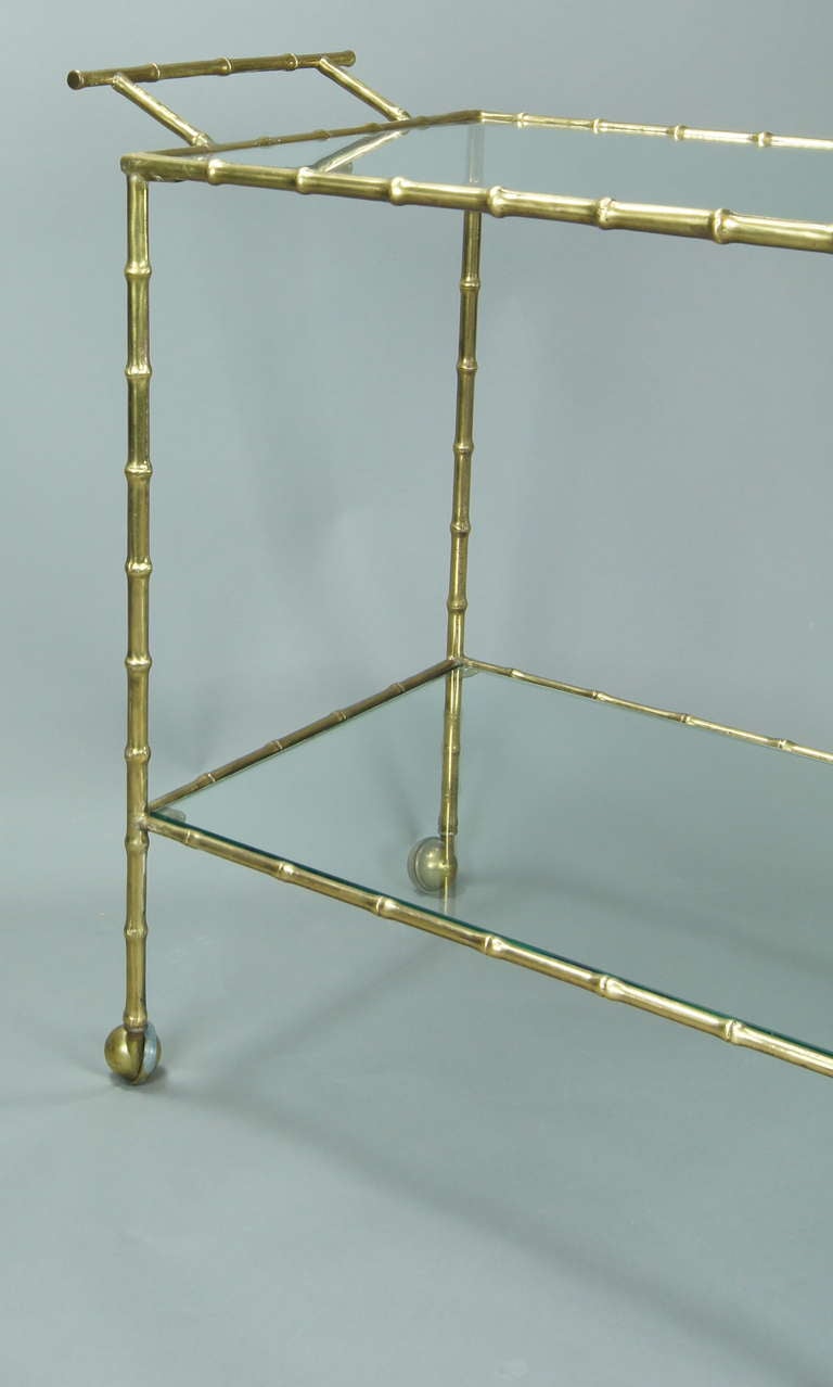 Brass Faux Bamboo Drinks Cart by Bagues