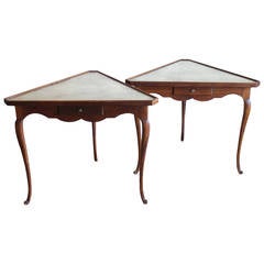 Pair of Mirror Topped Triangular Tables