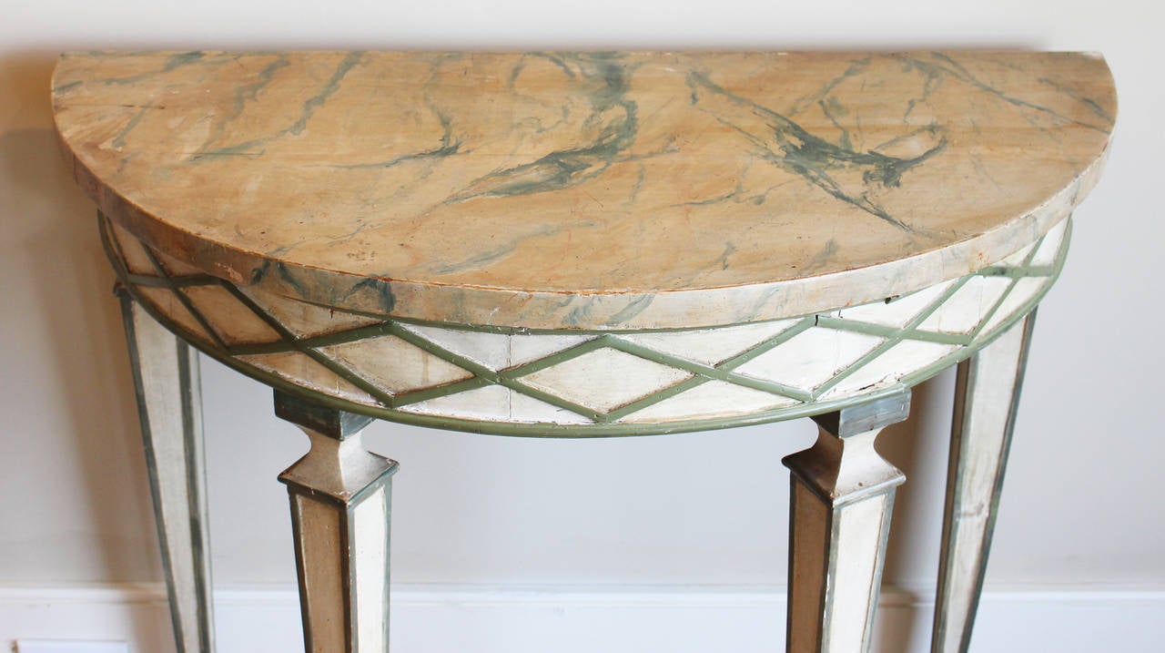 Italian Paint Decorated Demilune Console Table 2