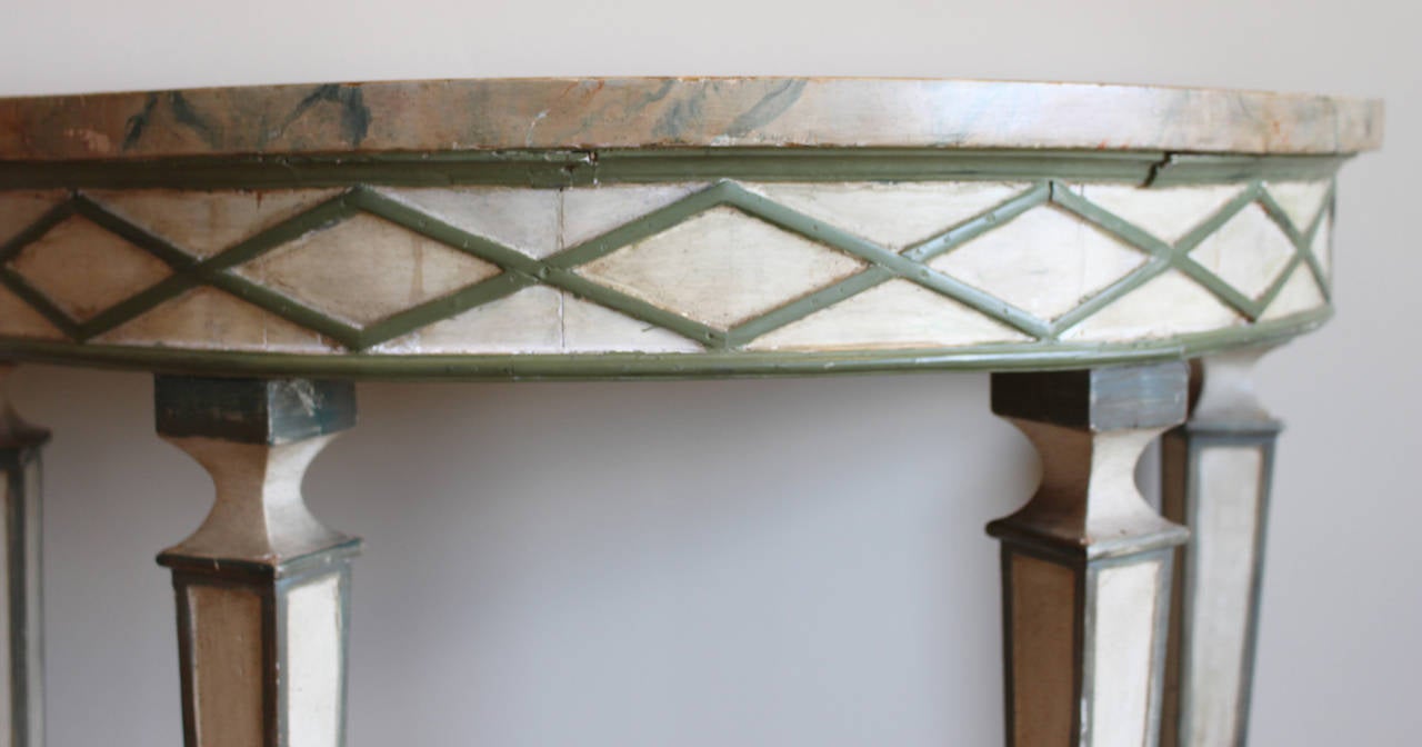 Italian Paint Decorated Demilune Console Table 1