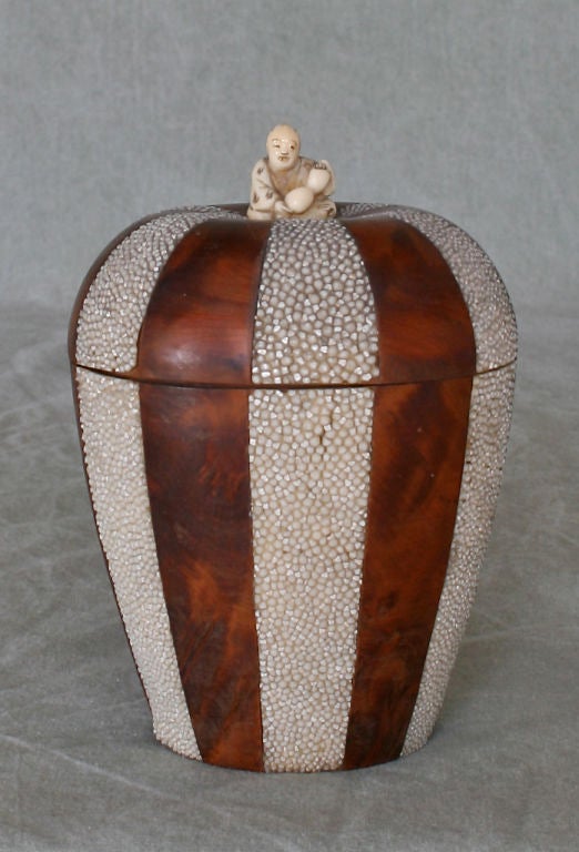 Shagreen, Burl Wood and Ivory Tea Caddy