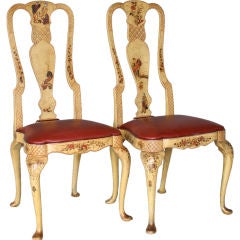 Exceptional Pair of Chinoiserie Queen Anne Chairs
