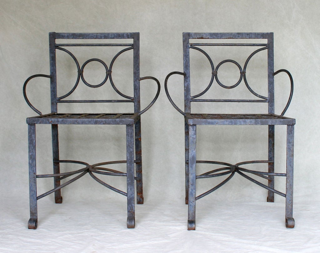 Unknown Pair of Wrought Iron Armchairs