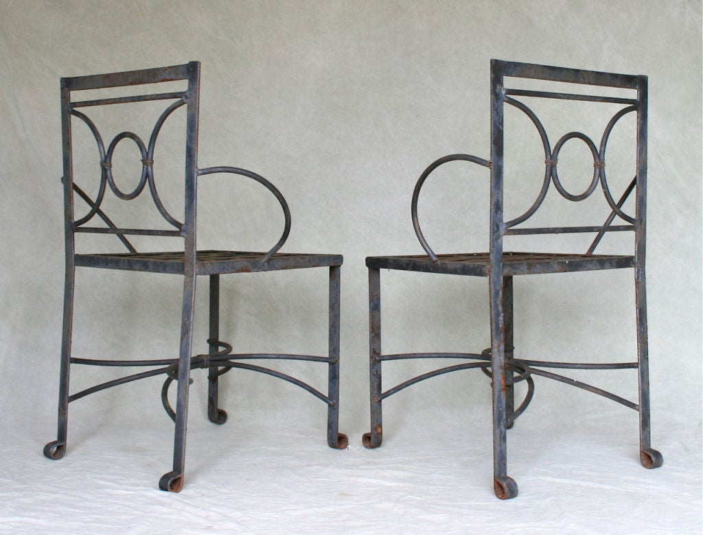 Pair of Wrought Iron Armchairs 1