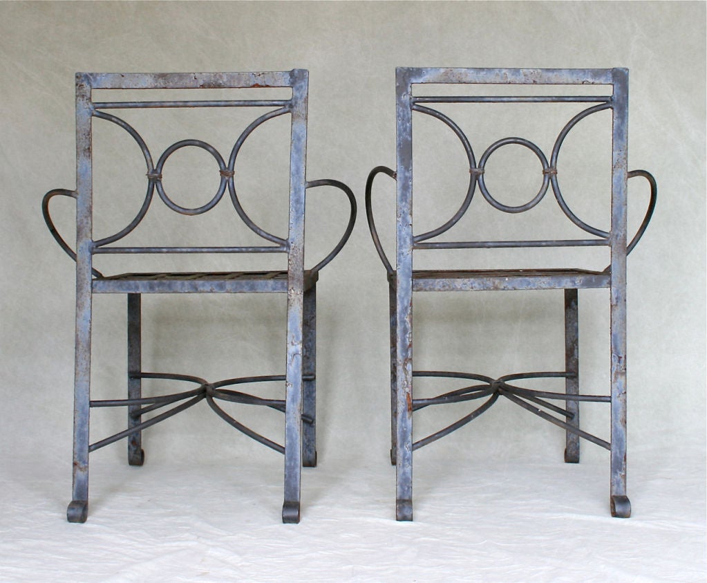 Pair of Wrought Iron Armchairs 2