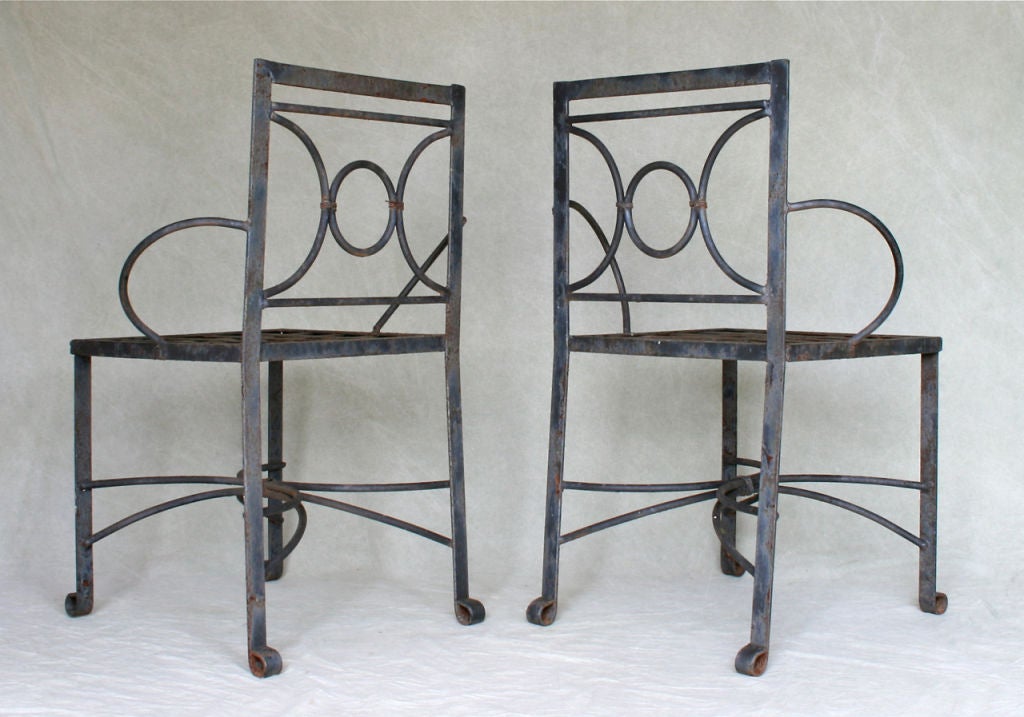 Pair of Wrought Iron Armchairs 3