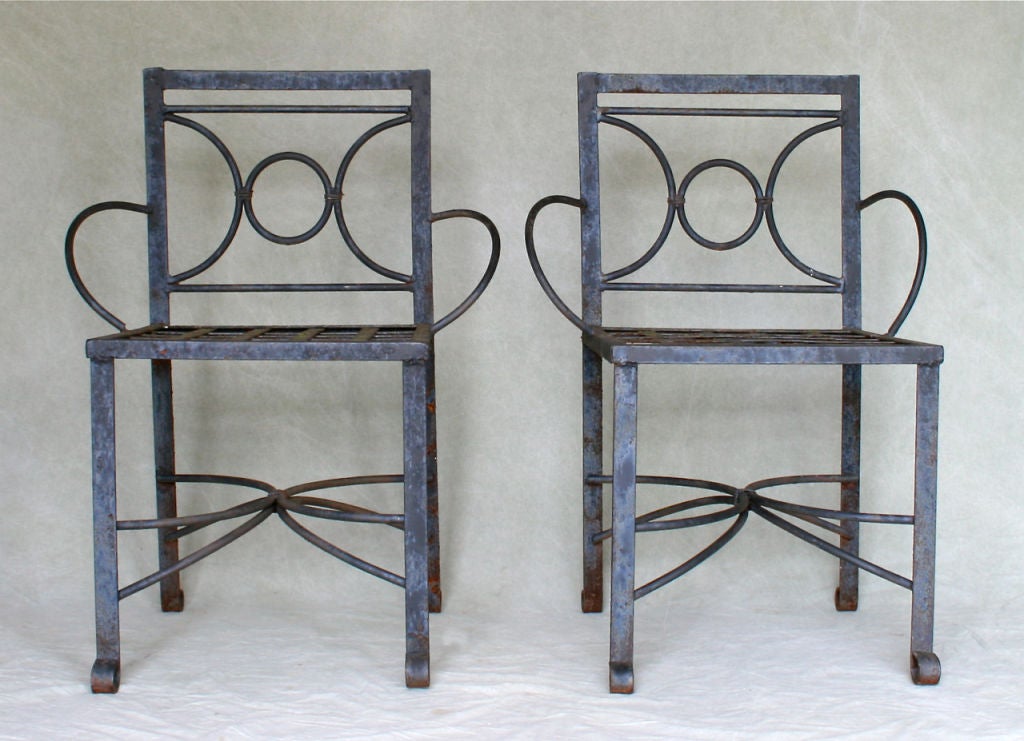 Pair of Wrought Iron Armchairs 4