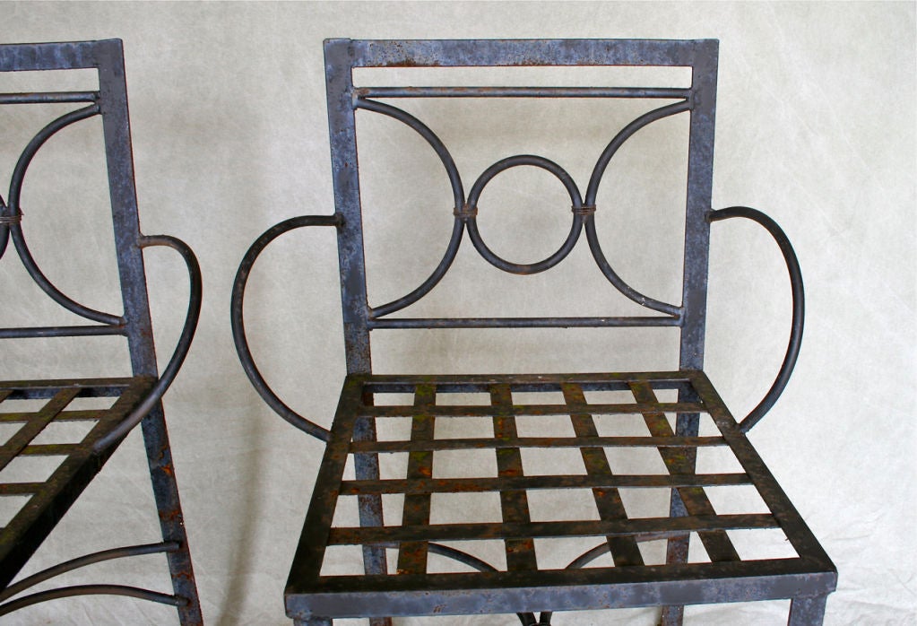 Pair of Wrought Iron Armchairs 5