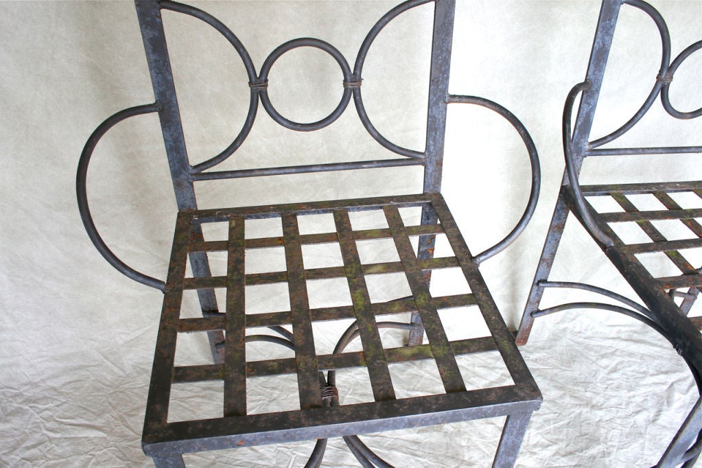 Pair of Wrought Iron Armchairs 6