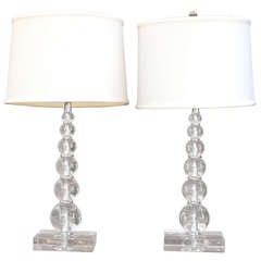 Pair of Contemporary Crystal Lamps