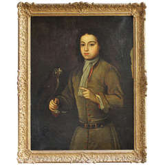18th Century Portrait of a Boy Holding a Bird