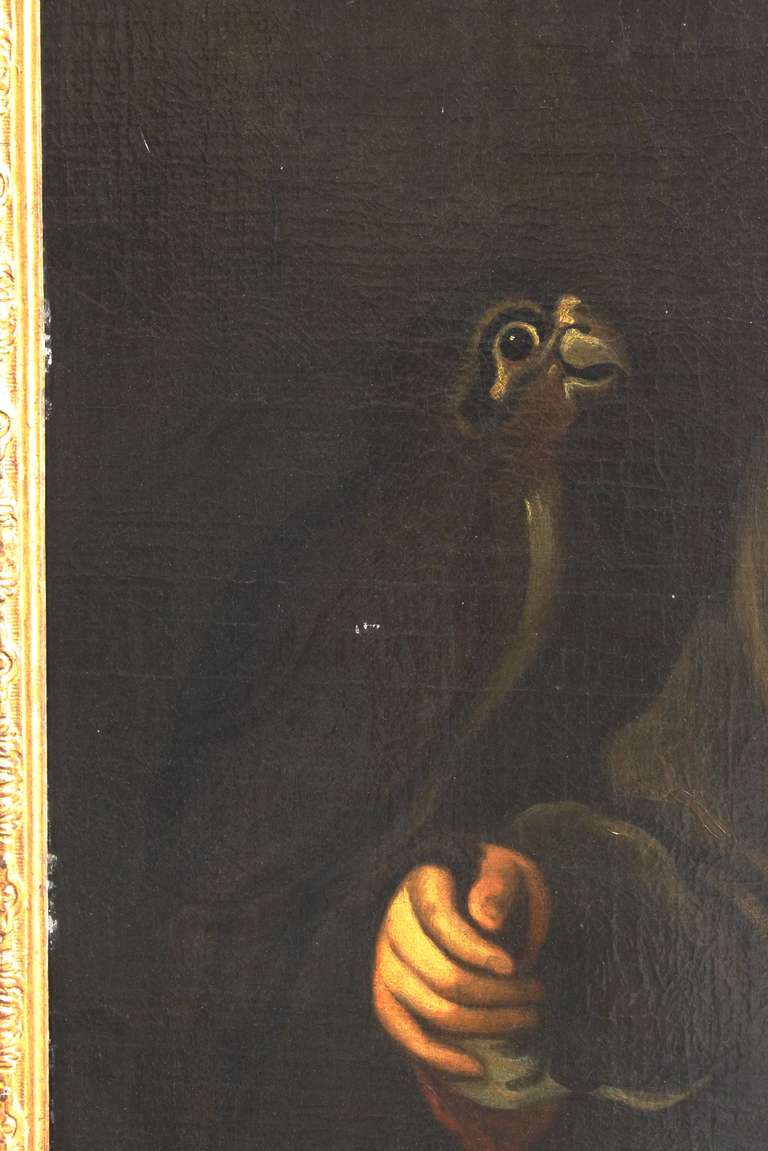 portrait du 18e siècle d'un garçon tenant un oiseau Bon état à Kilmarnock, VA