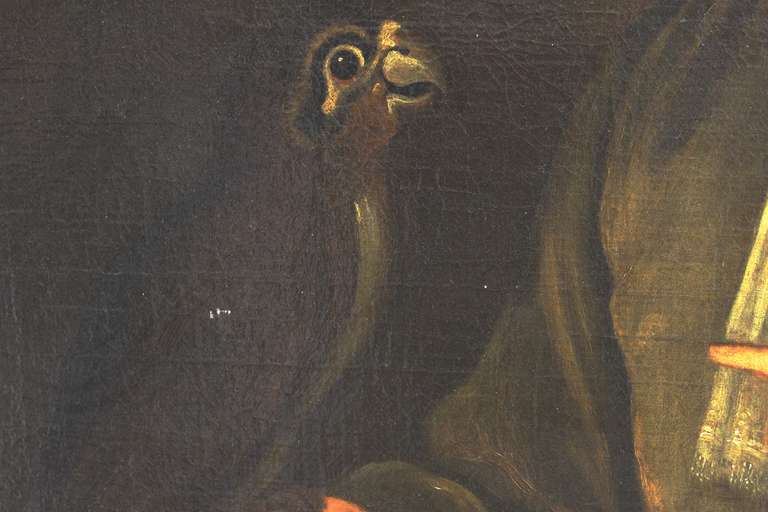 XVIIIe siècle et antérieur portrait du 18e siècle d'un garçon tenant un oiseau