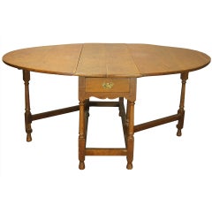 Very Large English Oak Drop Leaf Table