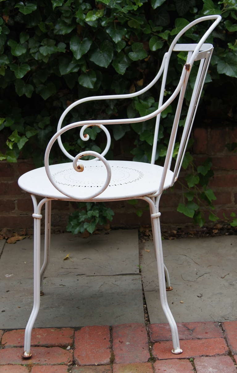 Mid-20th Century Set of Six Wrought Iron Outdoor Dining Chairs