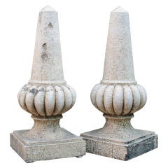 Pair of Large Glazed Terra-cotta Architectural Finials