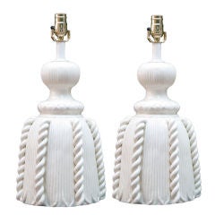 Pair of Italian Ceramic Tassle Lamps