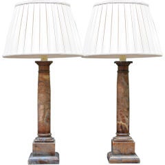 Pair of Neoclassical Style Marble Lamps
