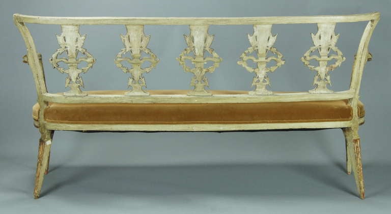 18th C. Italian Carved Wood and Paint Decorated Bench 4