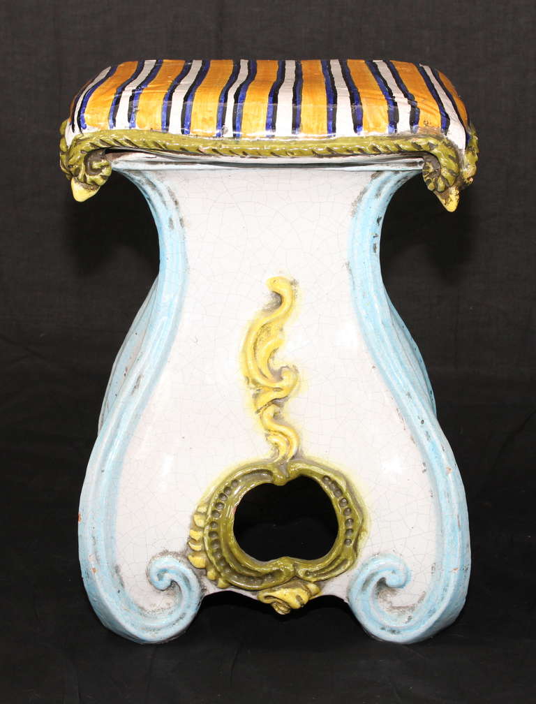 Mid-20th Century Italian Glazed Ceramic Garden Stool