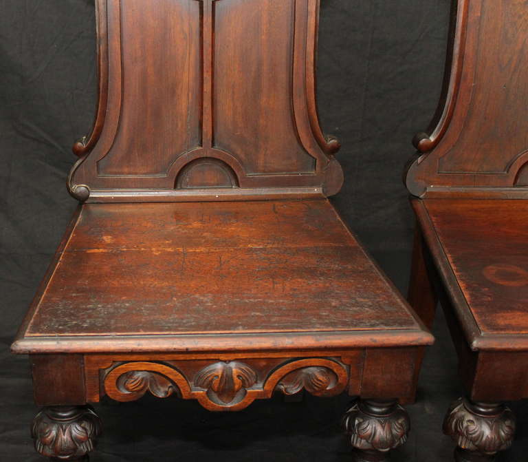 Pair of English Gothic Revival Hall Chairs 2