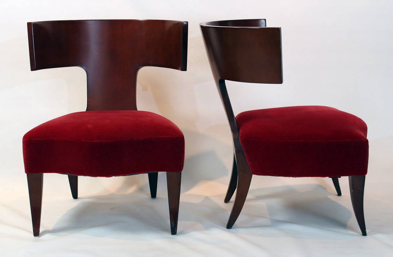 North American Pair of Slipper Chairs by Angelo Donghia For Sale