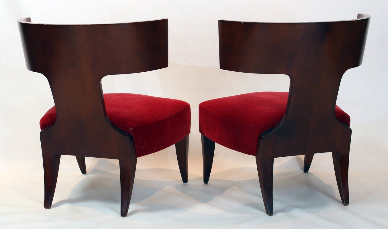 Late 20th Century Pair of Slipper Chairs by Angelo Donghia For Sale