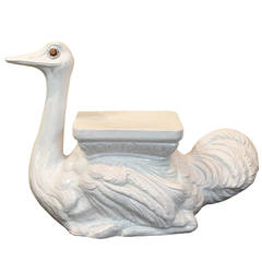 Italian Ceramic Ostrich Garden Seat