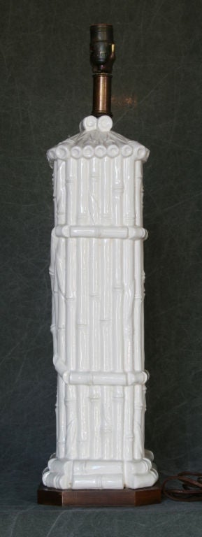 Italian Faux Bamboo Ceramic Lamp 2