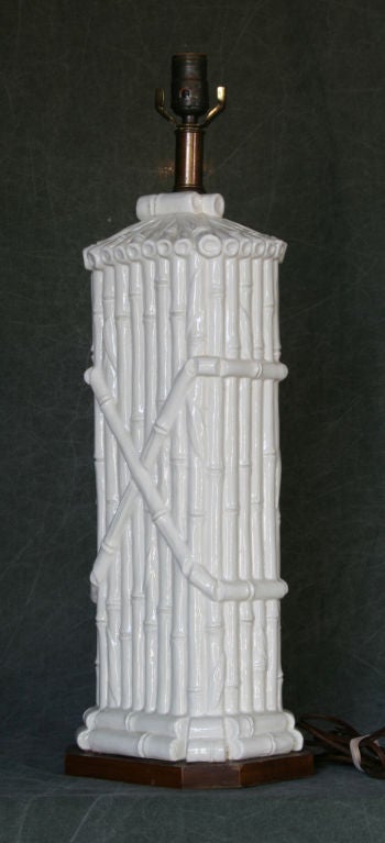 Italian Faux Bamboo Ceramic Lamp 3