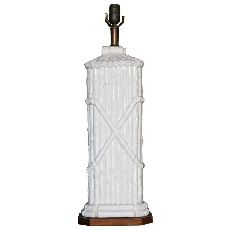 Italian Faux Bamboo Ceramic Lamp