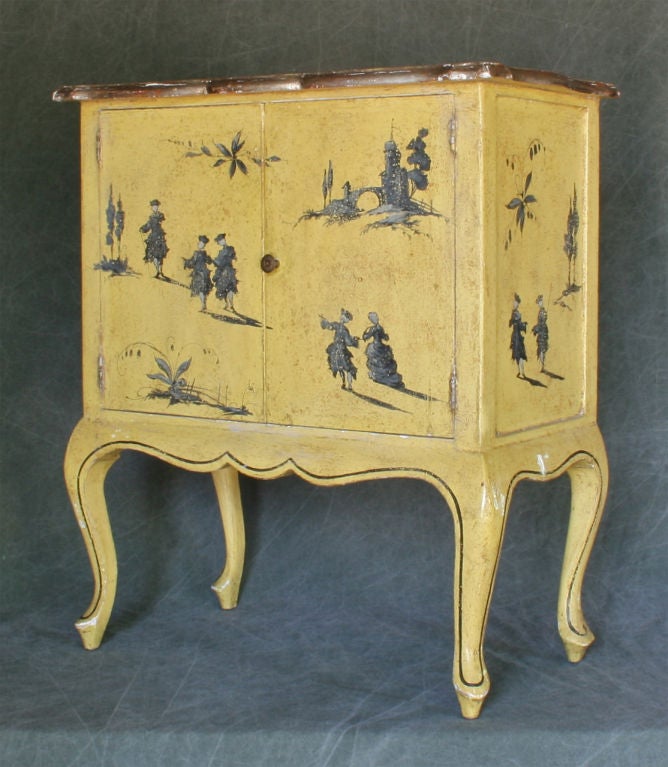 Italian Diminutive Hand Painted Chinoiserie Cabinet