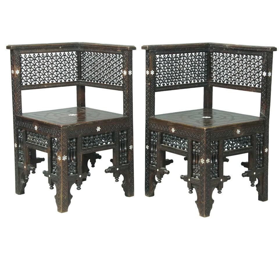 Pair of Syrian Corner Chairs