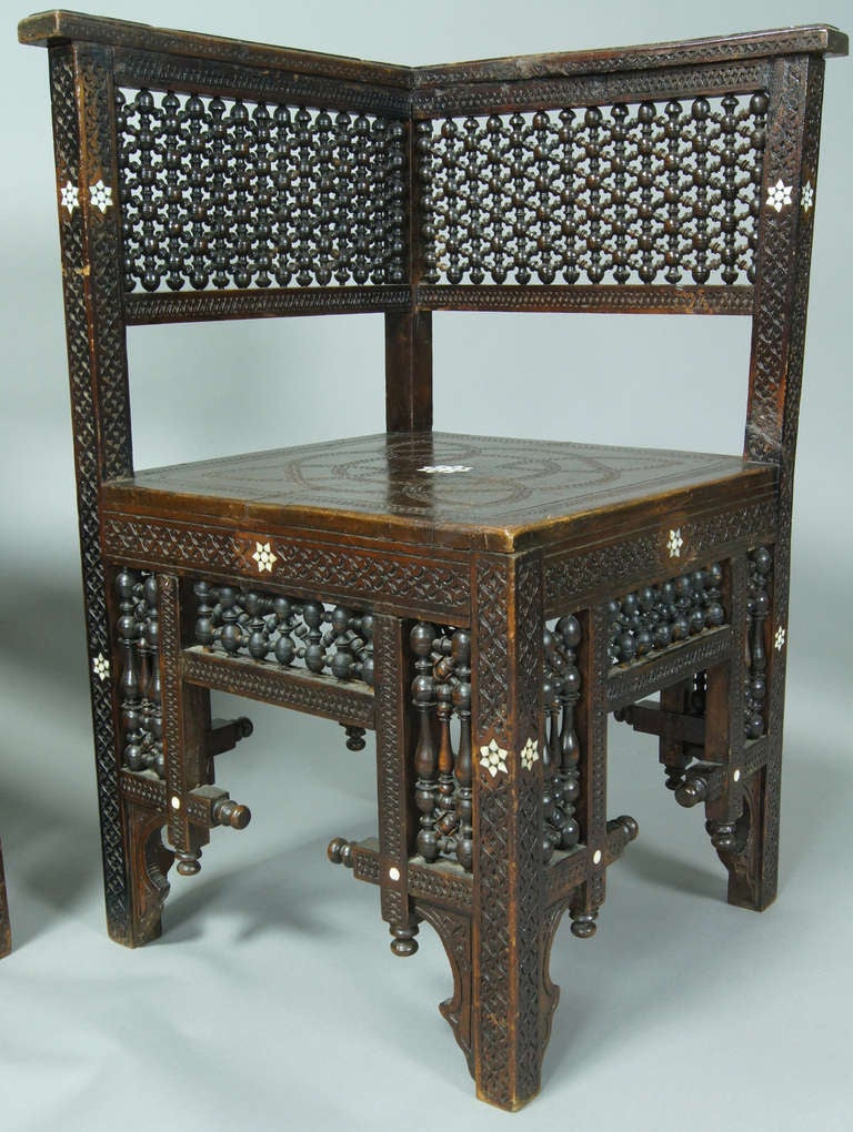 Pair of Syrian Corner Chairs 1