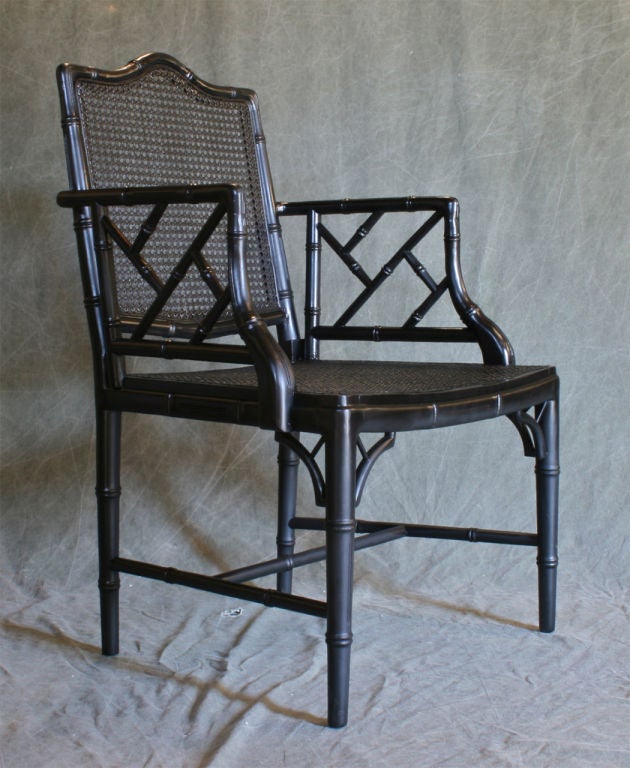 Mid-20th Century Set of Six Faux Bamboo Dining Chairs