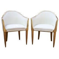 Pair of French Art Deco Armchairs by Paul Follot