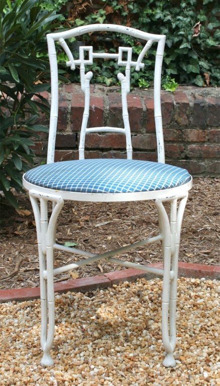 Mid-20th Century Set of Four Faux Bamboo Garden Chairs