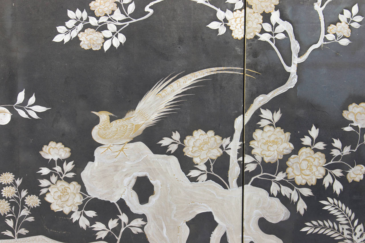 Large Antique Japanese Folding Screen Painting 1