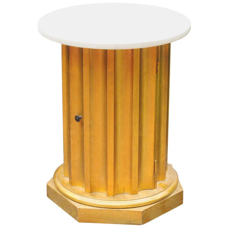 Column Side Table with Storage Compartment For Sale at 1stDibs