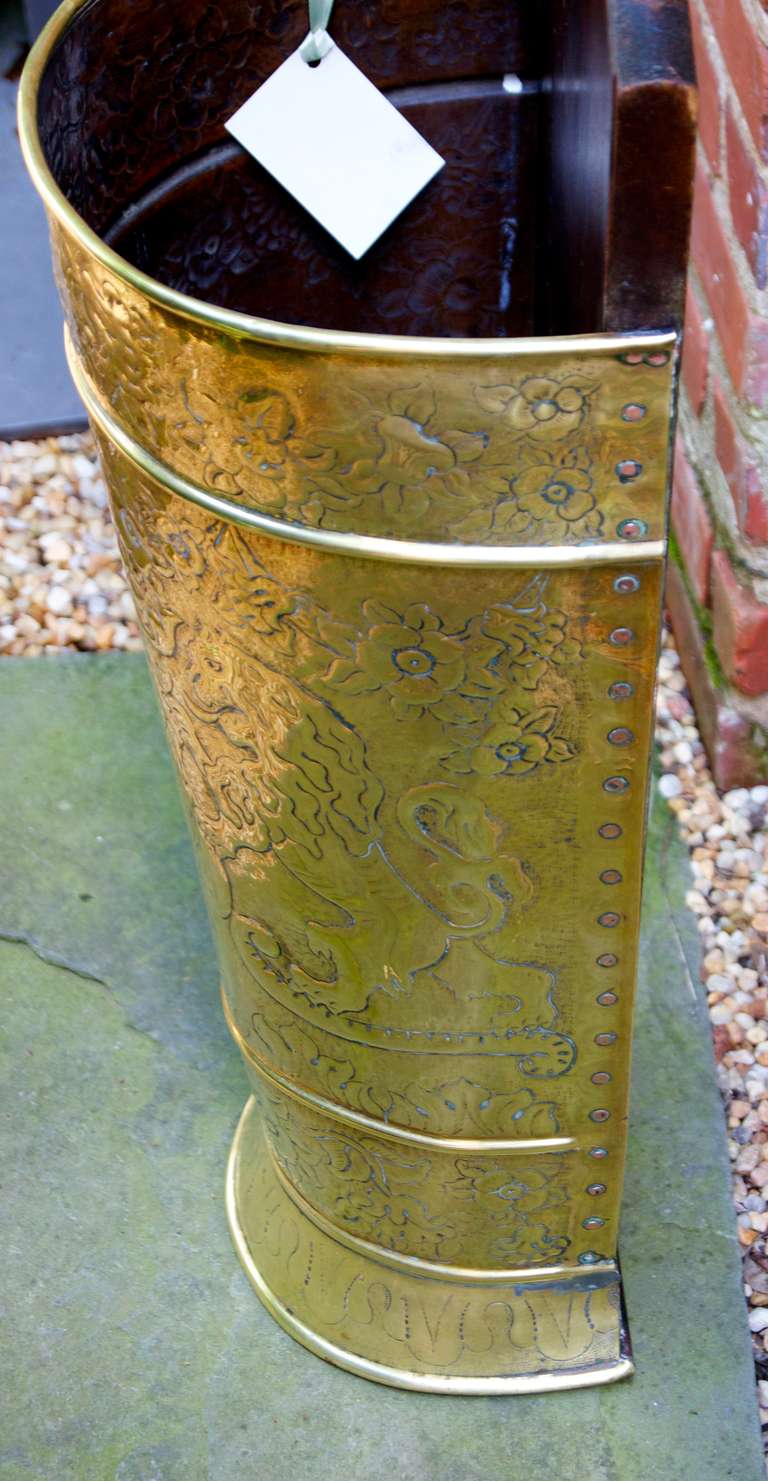 19th Century English Wood and Brass Cane or Umbrella Stand