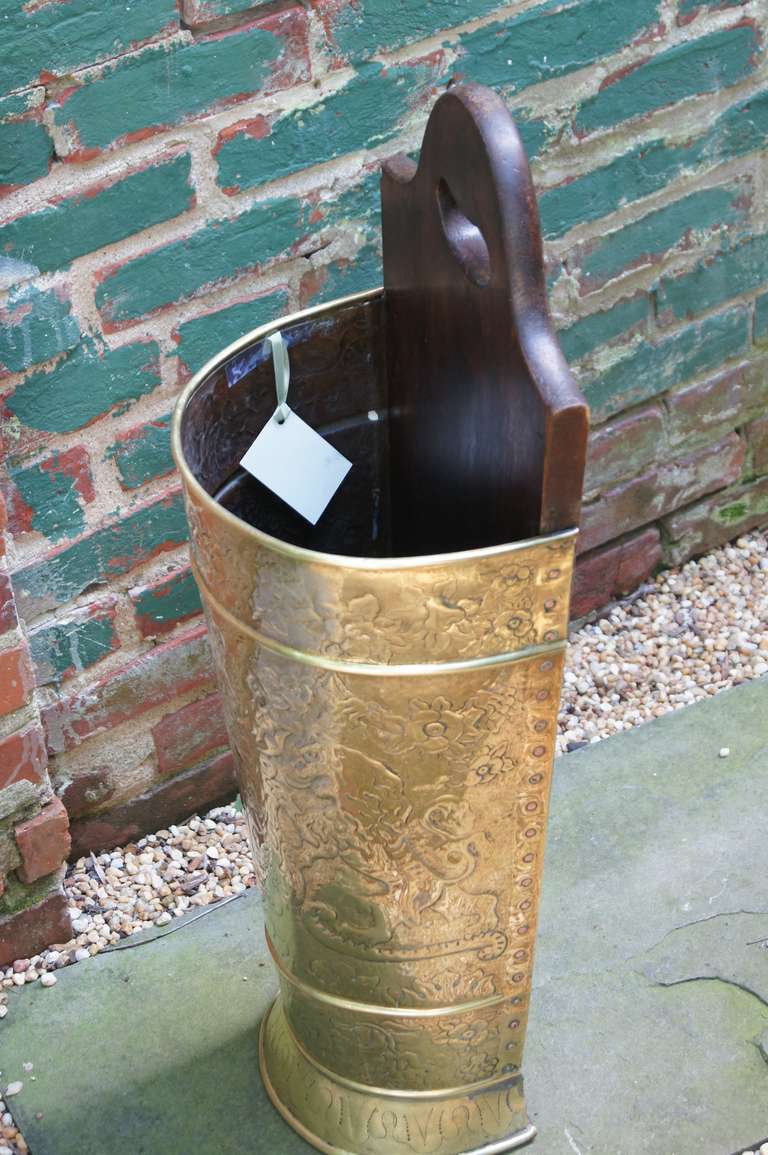 English Wood and Brass Cane or Umbrella Stand 5