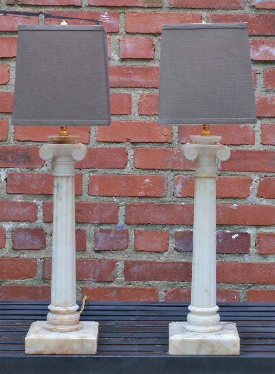 Italian Marble Column Lamps